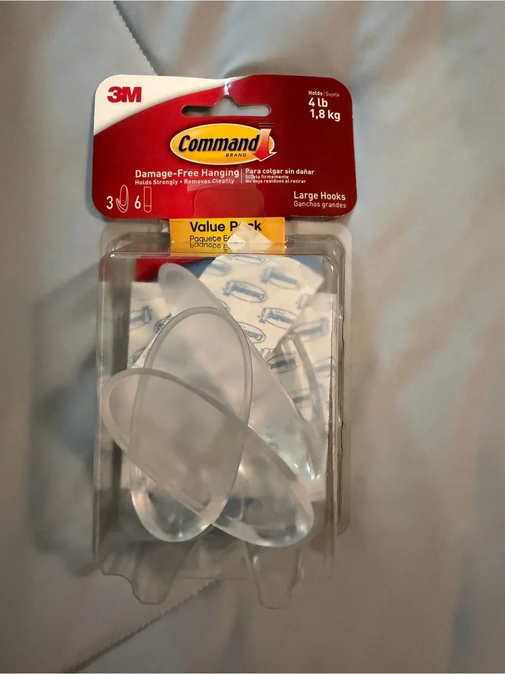 Commando Clear Large Hooks Value Pack - Transparent